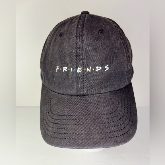 FRIENDS 90s TV Show Dad Hat Cap Distressed Black Jean Worn Look Adjustable - Picture 1 of 8